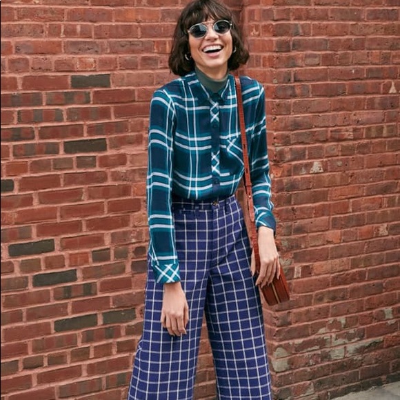 MADEWELL Emmett Windowpane Cropped Wide Leg Pants - Picture 1 of 7